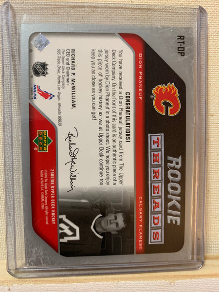 2005-06 UPPER DECK HOCKEY #RT-DP CALGARY FLAMES - DION PHANEUF ROOKIE THREADS CARD RAW