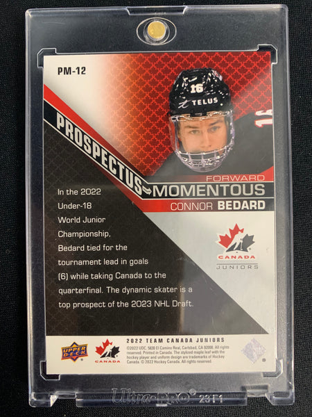 2022 UPPER DECK TEAM CANADA JUNIORS HOCKEY #PM-12 - CONNOR BEDARD PROSPECTOUS MOMENTS