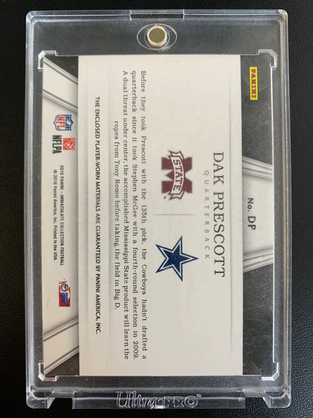 2016 PANINI IMMACULATE COLLECTION FOOTBALL #DP DALLAS COWBOYS - DAK PRESCOTT PAST AND PRESENT PATCH ROOKIE NUMBERED 1/5