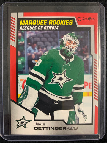 2020-21 UPPER DECK OPC HOCKEY #629 DALLAS STARS - JAKE OETTINGER MARQUEE ROOKIES RED PARALLEL ROOKIE CARD