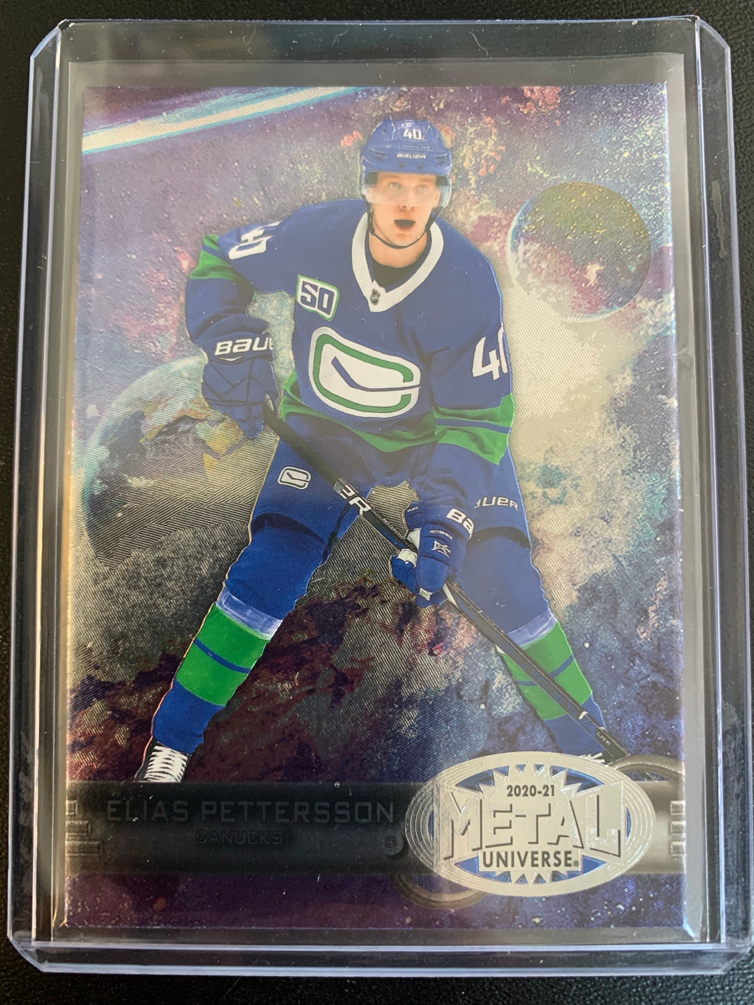 2020-21 UD SKYBOX METAL UNIVERSE HOCKEY #A-9 VANCOUVER CANUCKS - ELIAS PETTERSSON ALLOYANCE INSERT CARD