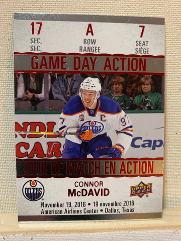 2017-18 TIM HORTONS HOCKEY #GDA-7 EDMONTON OILERS - GAME DAY ACTION CONNOR MCDAVID CARD RAW