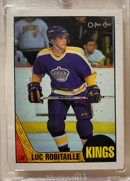 1987-88 O-PEE-CHEE HOCKEY #42 LOS ANGELES KINGS - LUC ROBITAILLE ROOKIE CARD RAW