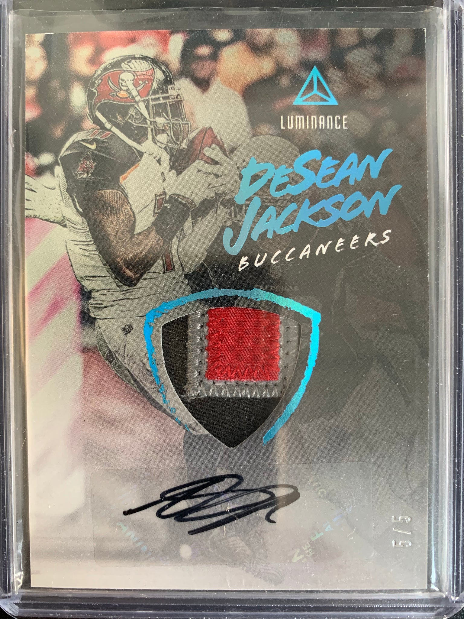 2018 PANINI LUMINANCE FOOTBALL #AJ-DJ TAMPA BAY BUCCANEERS - DESEAN JACKSON AUTO PATCH NUMBERED 5/5