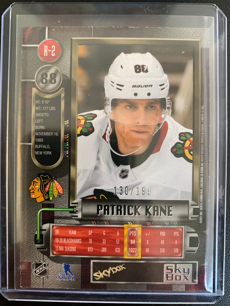 2020-21 UD SKYBOX METAL UNIVERSE HOCKEY #R-2 CHICAGO BLACKHAWHS - PATRICK KANE RETRO PURPLE PARALLEL INSERT CARD NUMBERED 130/199