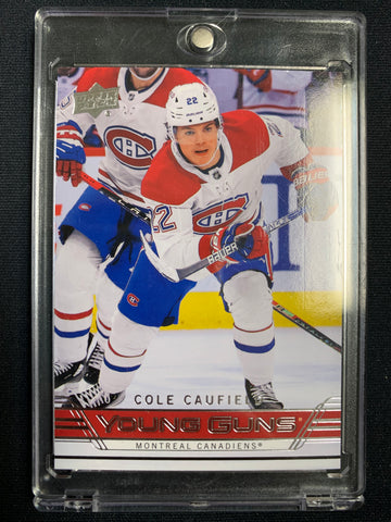 2021-22 UPPER DECK EXTENDED SERIES HOCKEY #T-82 MONTREAL CANADIENS - COLE CAUFIELD RETRO YOUNG GUNS ROOKIE CARD