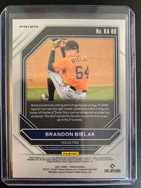 2021 PANINI PRIZM BASEBALL  #RA-BB HOUSTON ASTROS - BRANDON BIELAK ROOKIE AUTO PURPLE SP NUMBERED 21/50