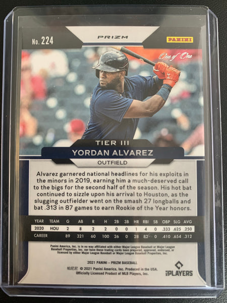 2021 PANINI PRIZM BASEBALL #224 HOUSTON ASTROS - YORDAN ALVAREZ GOLD PRIZM NUMBERED ONE OF ONE