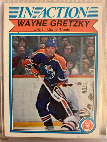 1982-83 O-PEE-CHEE HOCKEY #107 EDMONTON OILERS - WAYNE GRETZKY IN ACTION CARD RAW