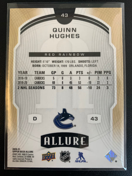 2020-21 UPPER DECK ALLURE HOCKEY #43 VANCOUVER CANUCKS - RED RAINBOW SP PARALLEL