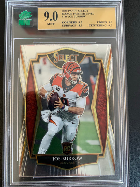 2020 PANINI SELECT FOOTBALL #146 CINCINNATI BENGALS - JOE BURROW ROOKIE CARD PREMIERE LEVEL GRADED MNT 9.0 MINT