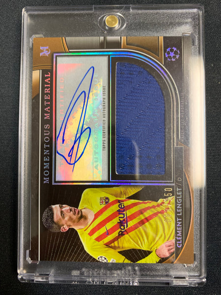 2021-22 TOPPS UEFA MUSEUM COLLECTION SOCCER #MMJA-CL - FC BARCELONA -  CLEMENT LENGLET MOMENTOUS MATERIAL JUMBO AUTOGRAPHS NUMBERED 088/150