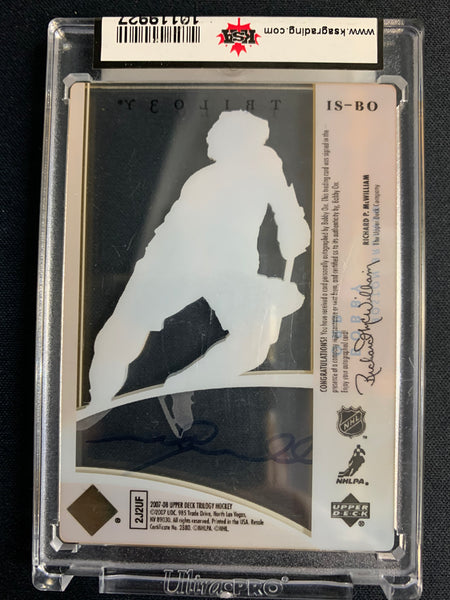 2007-08 UPPER DECK TRILOGY HOCKEY #IS-OR BOSTON BRUINS - BOBBY ORR ICE SCRIPTS ON CARD AUTO RAW GRADED KSA 9.5