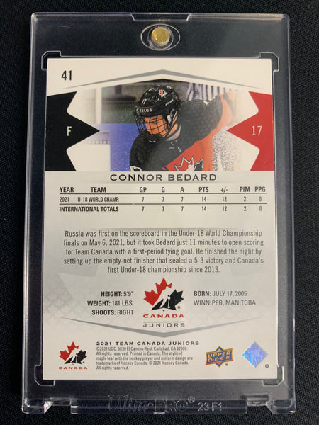 2021 UPPER DECK TEAM CANADA JUNIORS HOCKEY #41 - CONNOR BEDARD BASE