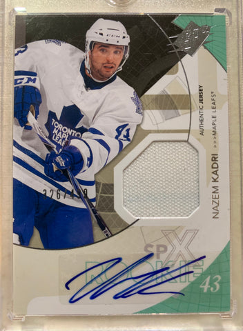 2010-11 UPPER DECK HOCKEY #193 TORONTO MAPLE LEAFS - NAZEM KADRI SPX AUTOGRAPHED JERSEY ROOKIE CARD RAW