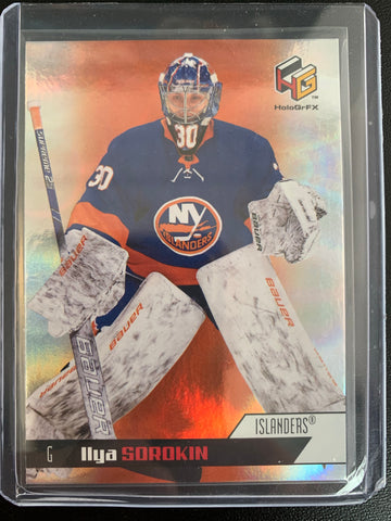 2020-21 UPPER DECK EXTENDED HOCKEY #HG-9 NEW YORK ISLANDERS - ILYA SOROKIN HOLOGR-FX ROOKIE CARD