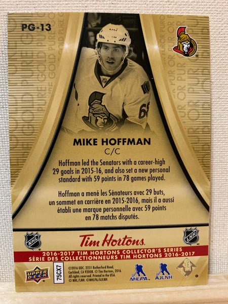 2016-17 TIM HORTONS HOCKEY #PG-13 FLORIDA PANTHERS - PURE GOLD MIKE HOFFMAN CARD RAW