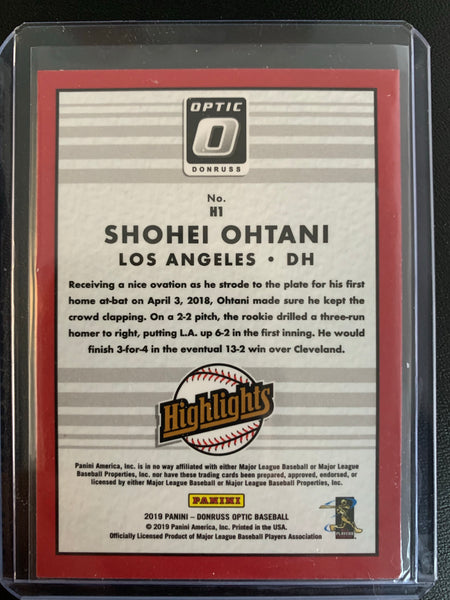 2019 PANINI DONRUSS OPTIC BASEBALL #H1 LOS ANGELES ANGELS - SHOHEI OHTANI HIGHLIGHTS INSERT CARD