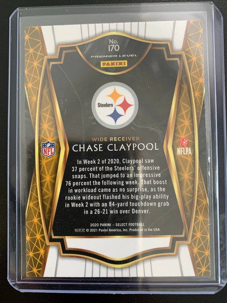 2020 PANINI SELECT FOOTBALL #170 PITTSBURGH STEELERS -CHASE CLAYPOOL PREMIER LEVEL ROOKIE CARD