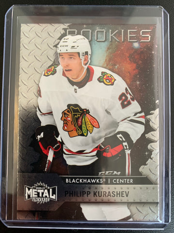 2020-21 UD SKYBOX METAL UNIVERSE HOCKEY #124 CHICAGO BLACKHAWKS - PHILIPP KURASHEV BASE ROOKIE CARD