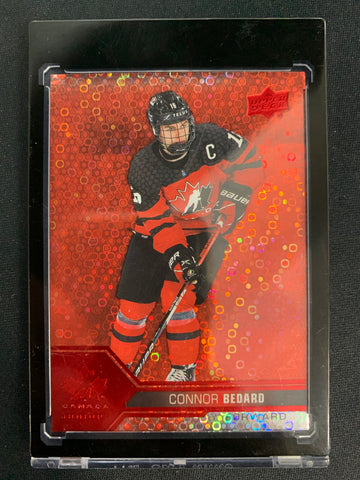 2022 UPPER DECK TEAM CANADA JUNIORS HOCKEY #23 - CONNOR BEDARD CHAMPAGNE RED PARALLEL SP