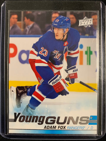 2019-20 UPPER DECK HOCKEY #228 NEW YORK RANGERS - ADAM FOX YOUNG GUNS ROOKIE CARD