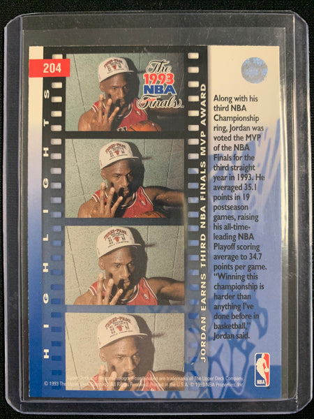 1993-94 UPPER DECK BASKETBALL #204 - MICHAEL JORDAN 1993 NBA FINALS MVP