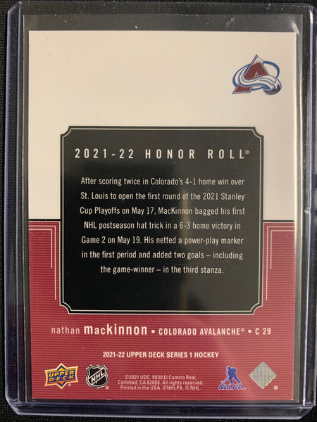 2021-22 UPPER DECK S1 HOCKEY COLORADO AVALANCHE - NATHAN MACKINNON FOIL HONOR ROLL NUMBERED 145/250