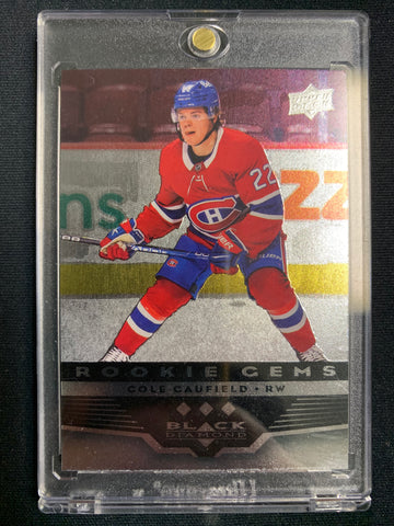 2021-22 UPPER DECK EXTENDED SERIES HOCKEY #BD-40 MONTREAL CANADIENS - COLE CAUFIELD TRIPLE BLACK DIAMOND RETRO ROOKIE CARD