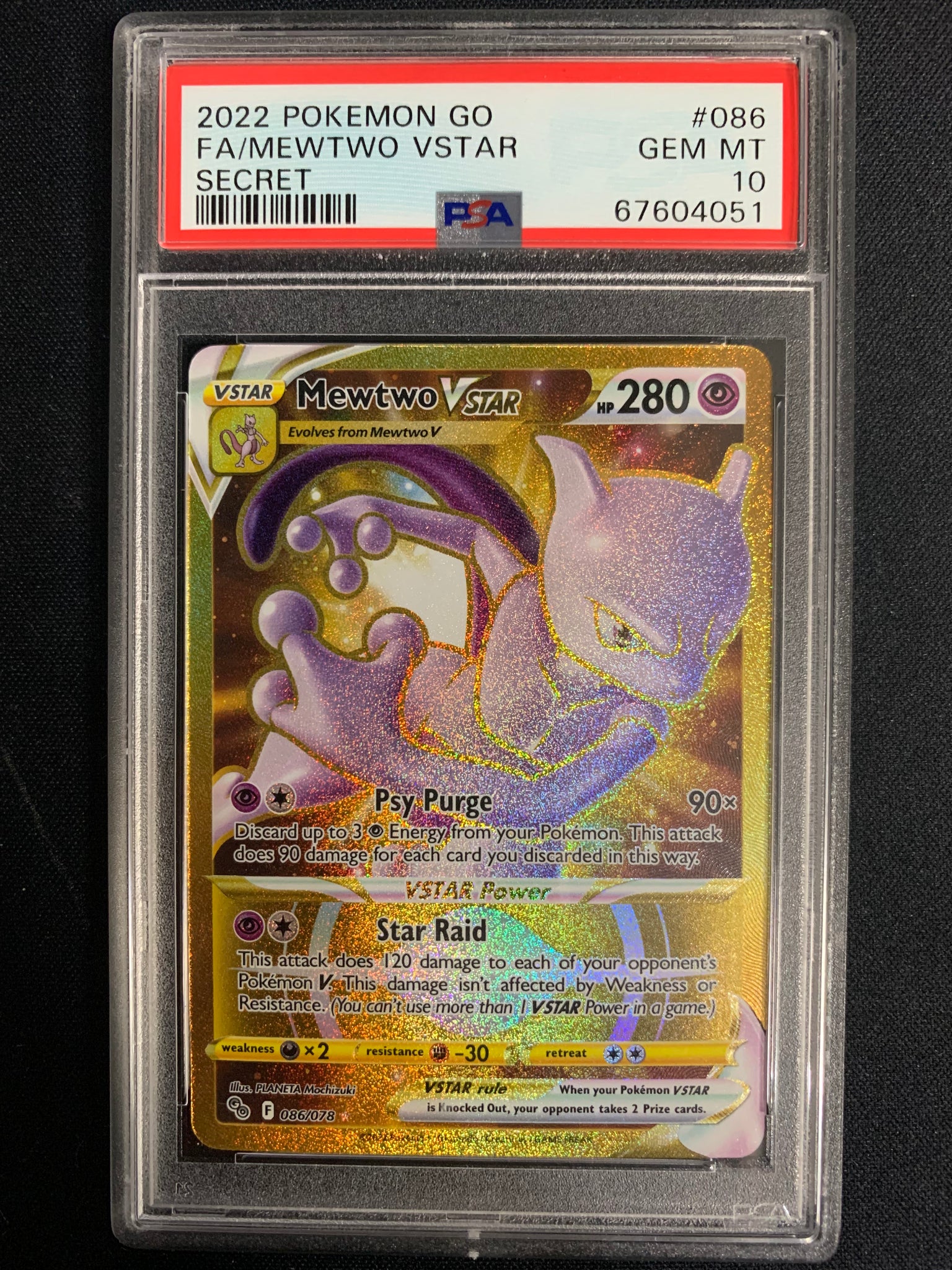 Mewtwo Vstar 086/078 - Pokemon Go - Gold Secret Rare Card