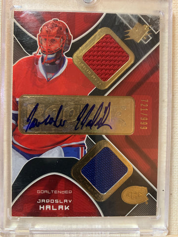 2007-08 SPX HOCKEY #219 MONTREAL CANADIENS - JAROSLAV HALAK SPX AUTOGRAPHED JERSEY ROOKIE CARD RAW