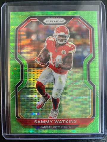 2020 PANINI PRIZM FOOTBALL #121 KANSAS CITY CHIEFS - SAMMY WATKINS GREEN DISCO PRIZM SP