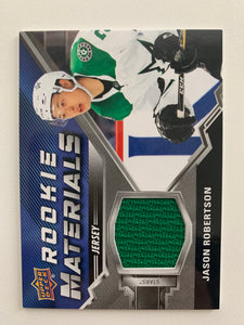 2020-21 UPPER DECK SERIES 2 HOCKEY #RM-JR DALLAS STARS - JASON ROBERTSON ROOKIE MATERIALS JERSEY CARD