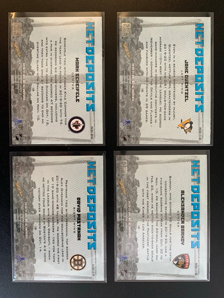 2020-21 UD SKYBOX METAL UNIVERSE HOCKEY NET DEPOSITS INSERT LOT OF 4  - GUENTZEL/PASTRANAK/SCHEIFELE/BARKOV