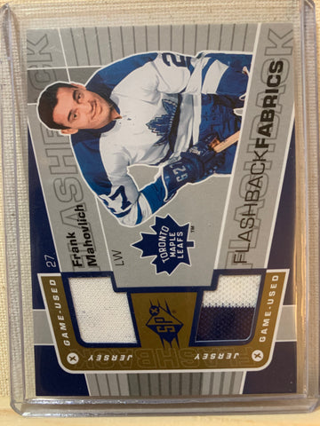 2007-08 SPX HOCKEY #110 TORONTO MAPLE LEAFS - FRANK MAHOVLICH SPX FLASHBACK FABRICS CARD RAW