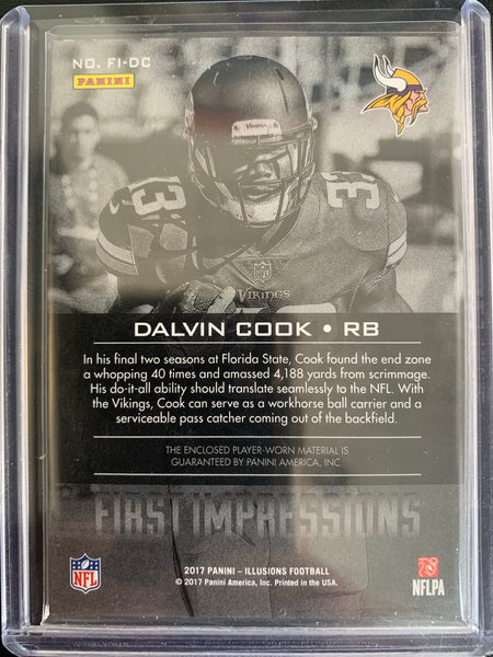 2017 PANINI ILLUSIONS FOOTBALL #FI-DC MINNESOTA VIKINGS - DALVIN COOK FIRST IMPRESSIONS JUMBO PATCH NUMBERED 02/50