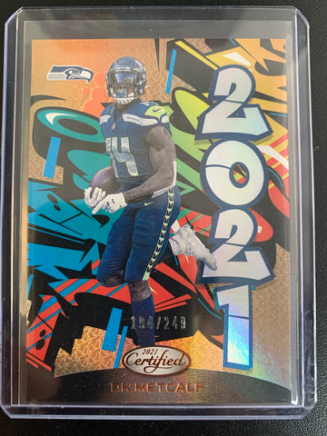 2021 PANINI CERTIFIED FOOTBALL #2021-10 SEATTLE SEAHAWKS - DK METCALF GRAFFITI GOLD PARALLEL SP 194/249