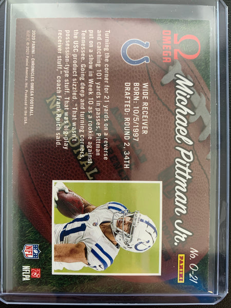 2020 PANINI CHRONICLES OMEGA FOOTBALL #O-21 INDIANAPOLIS COLTS - MICHAEL PITTMAN JR ROOKIE CARD