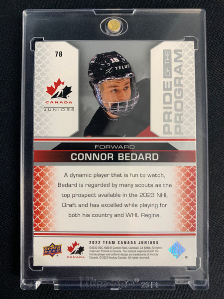 2022 UPPER DECK TEAM CANADA JUNIORS HOCKEY #78 - CONNOR BEDARD PRIDE OF THE PROGRAM