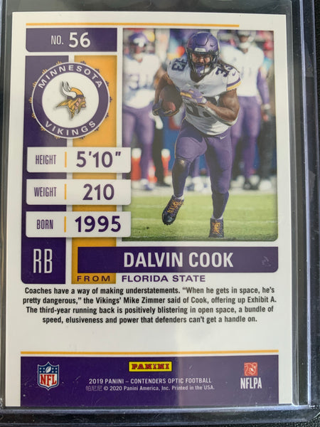 2019 PANINI CONTENDERS OPTIC FOOTBALL #56 MINNESOTA VIKINGS - DALVIN COOK OPTIC SEASON TICKET FOIL