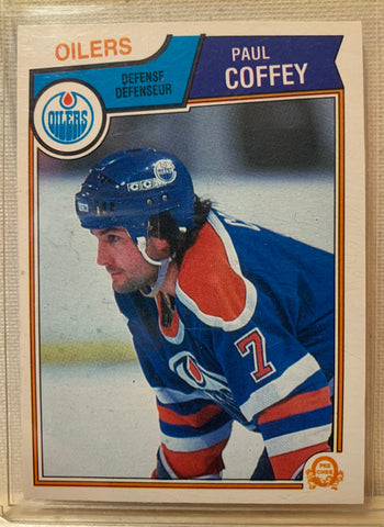 1983-84 O-PEE-CHEE HOCKEY #25 EDMONTON OILERS - PAUL COFFEY CARD RAW