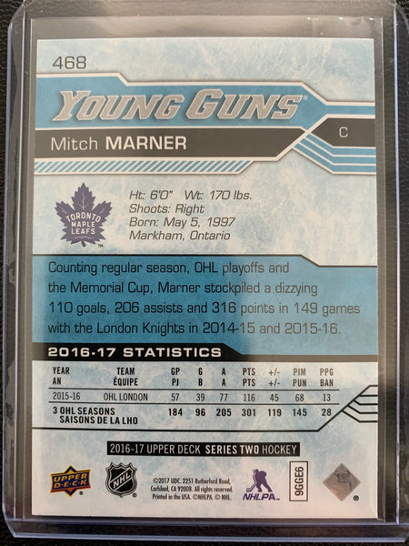 2016-17 UPPER DECK HOCKEY #468 TORONTO MAPLE LEAFS - MITCH MARNER YOUNG GUNS ROOKIE CARD